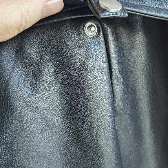 7 For All Mankind Leather Mini Skirt  Zipper Rock Belt Black size M - Picture 7 of 9